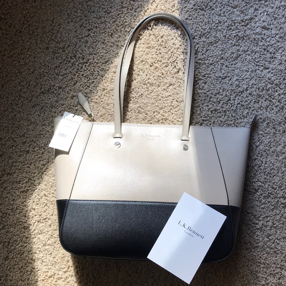 L.K.Bennett Marcia Taupe/Black Leather Tote Bag